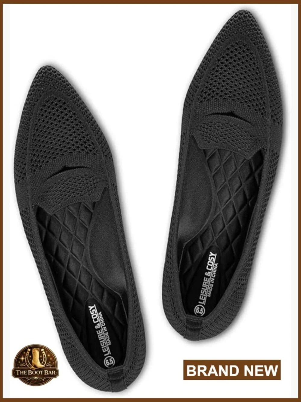Pointed Toe Knit Loafers, Lightweight Slip-On Flats with Arch Support